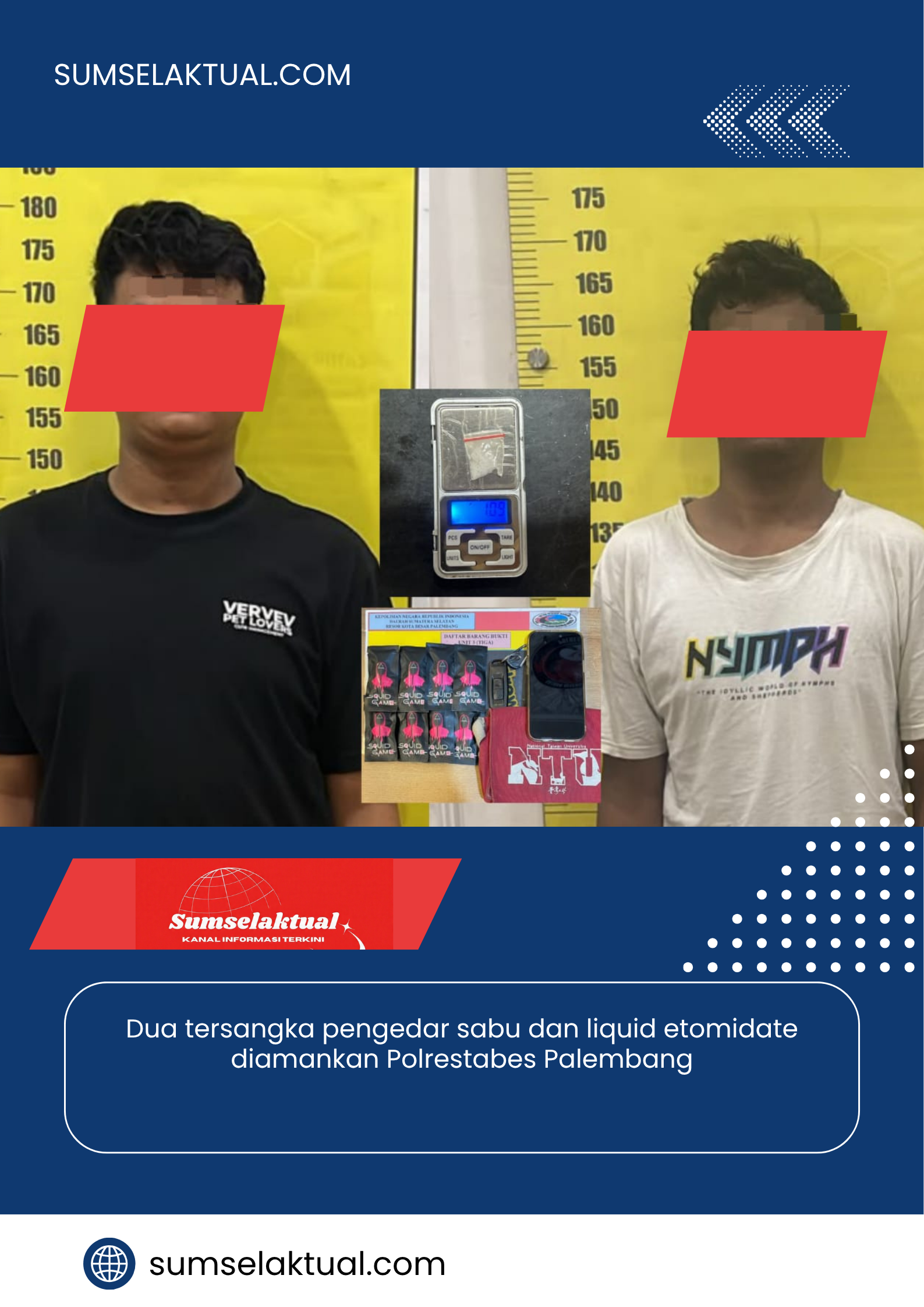 Dua tersangka pengedar sabu dan liquid etomidate diamankan Polrestabes Palembang